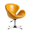 Manhattan Comfort Raspberry Faux Leather Adjustable Swivel Chair in Yellow and Polished Chrome AC038-YL